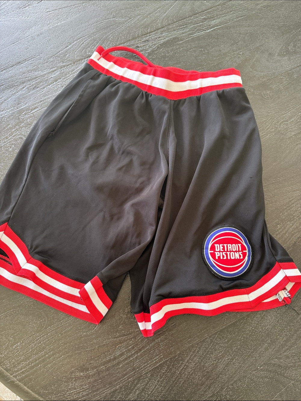 Unk Black Red White Detroit Pistons Athletic Shorts